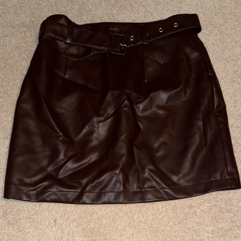 Brown Leather material Skirt